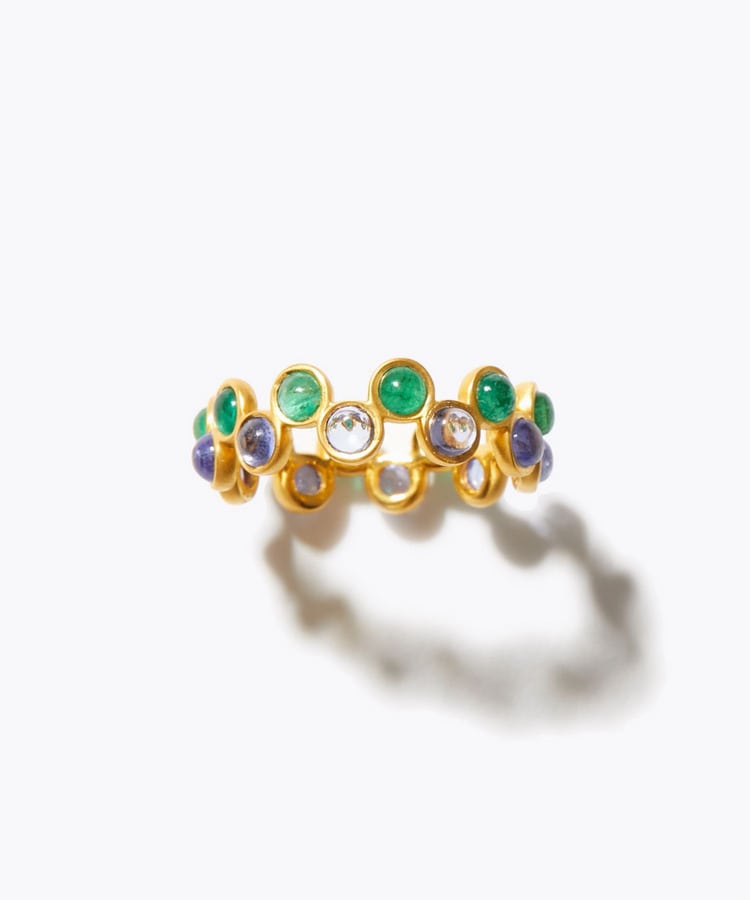 [eden] emerald tanzanite dot eternity ring