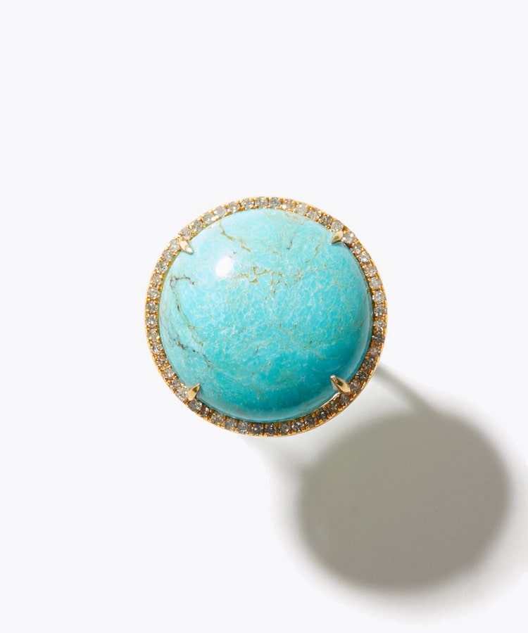 [elafonisi] One of a kind turquoise pave diamond ring