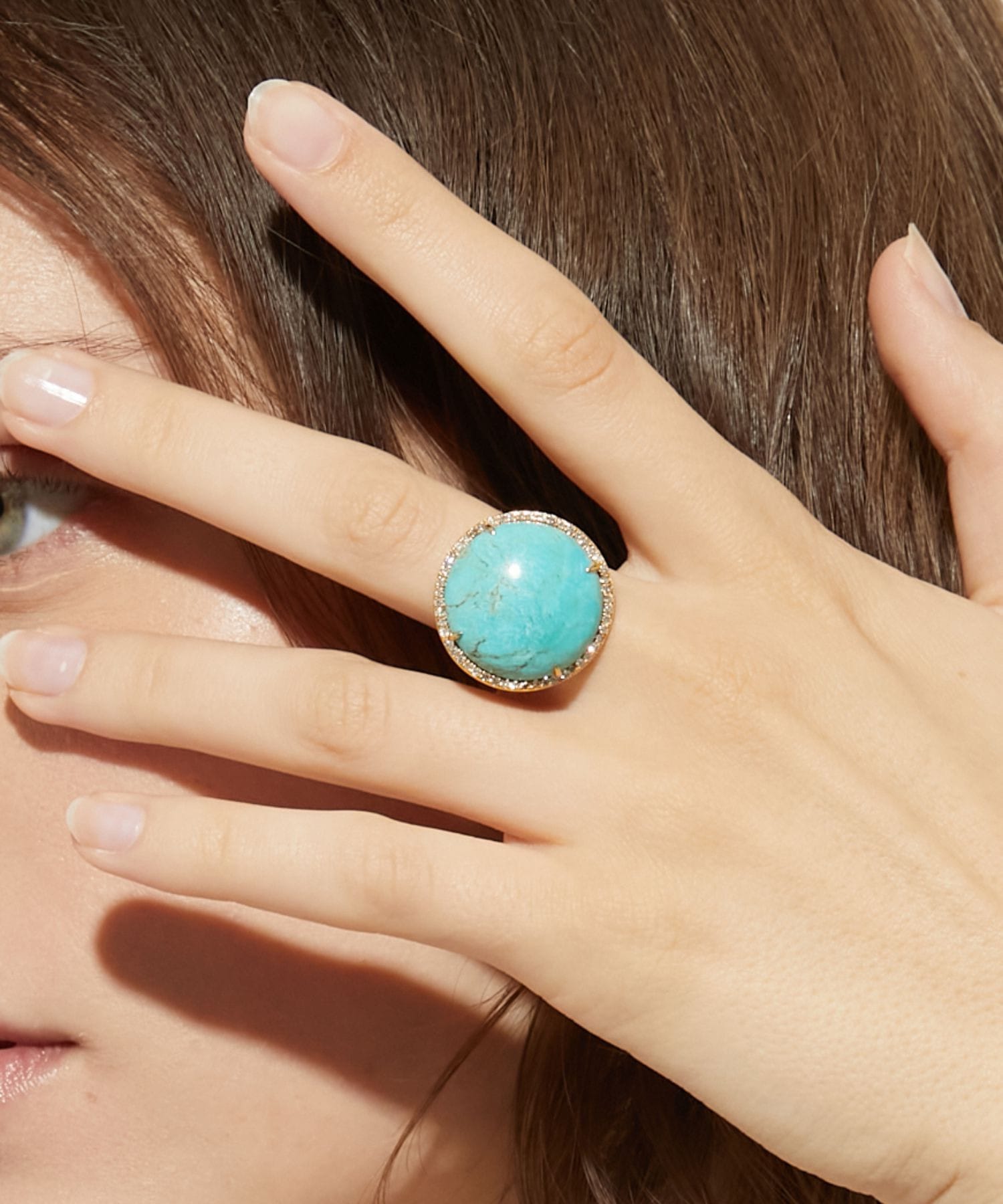 elafonisi] One of a kind turquoise pave diamond ring｜ARTIDA OUD