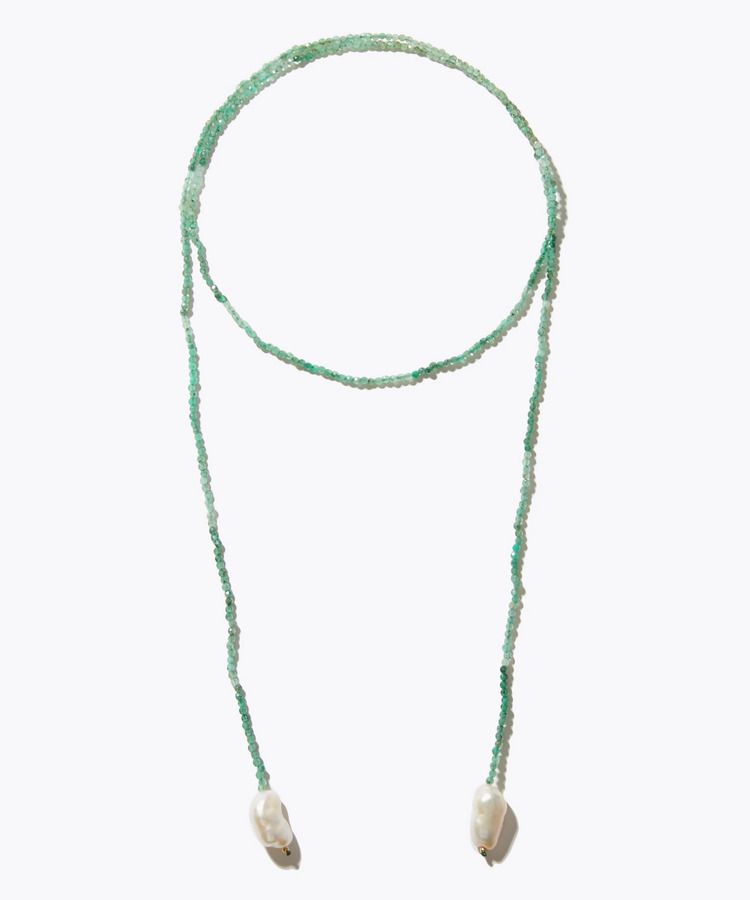 [I am donation] emerald baroque pearl lariat necklace