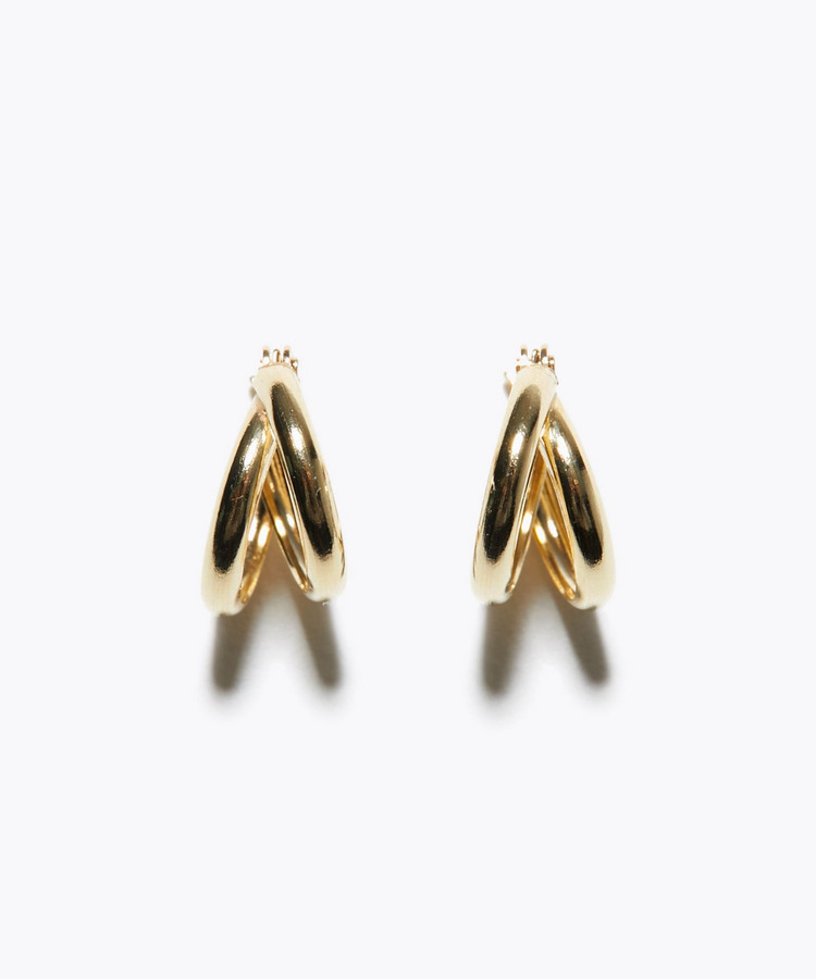 [basic] K10 double hoop tiny pierced earring