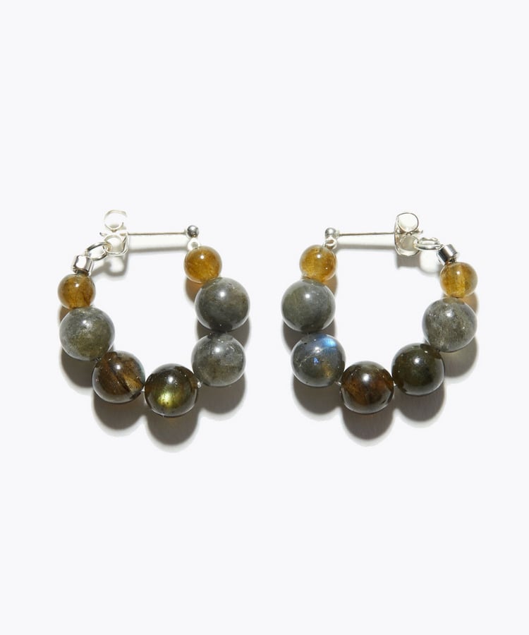 [ancient] labradorite  ball silver pierced earring