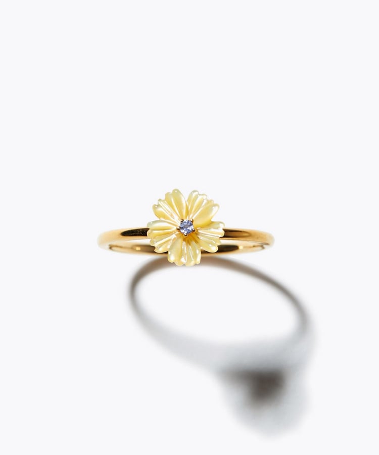 [eden] shell tanzanite hand carving flower ring
