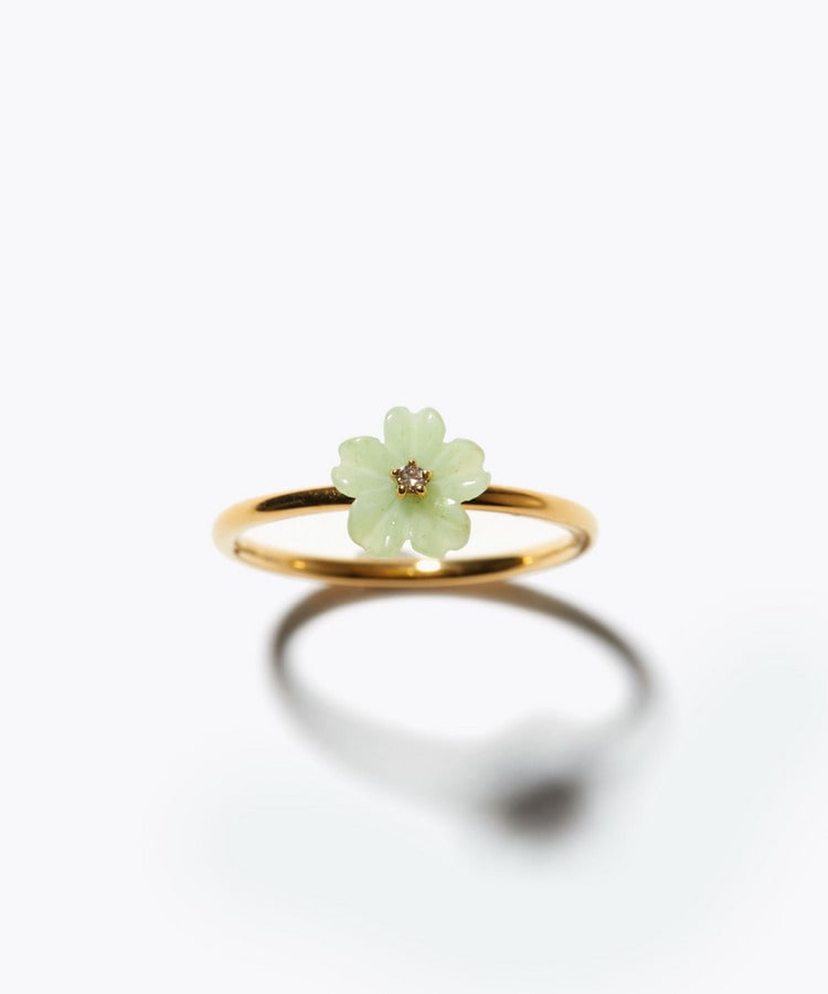 [eden] chrysoprase diamond carving flower ring