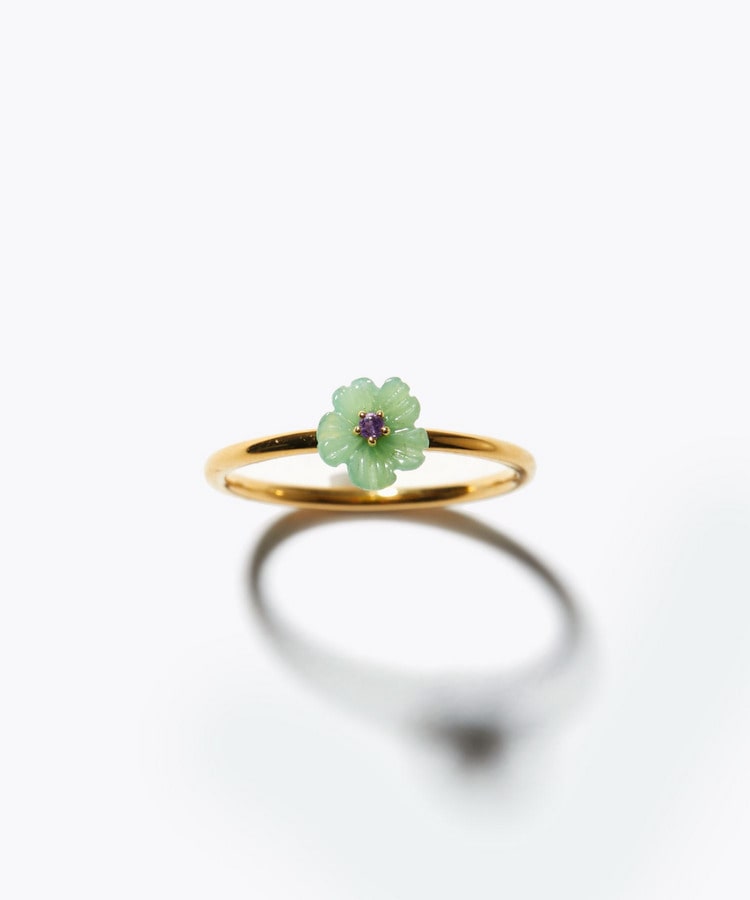 [eden] chrysoprase amethyst carving flower ring