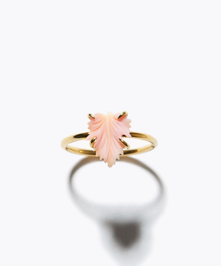 [eden] queen conch shell carving leaf ring