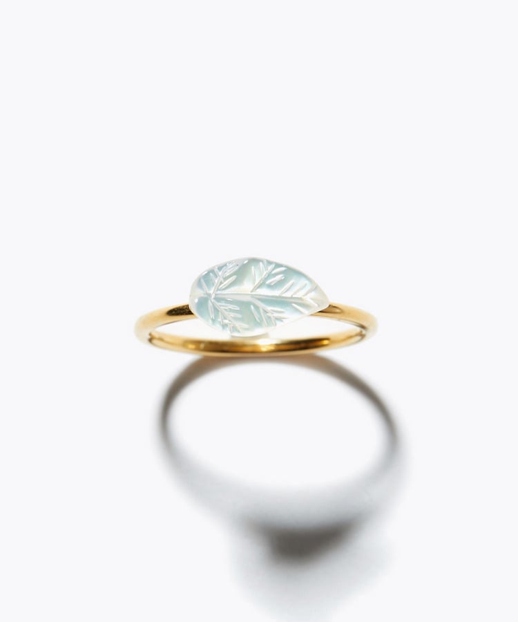 [eden] shell carving leaf ring