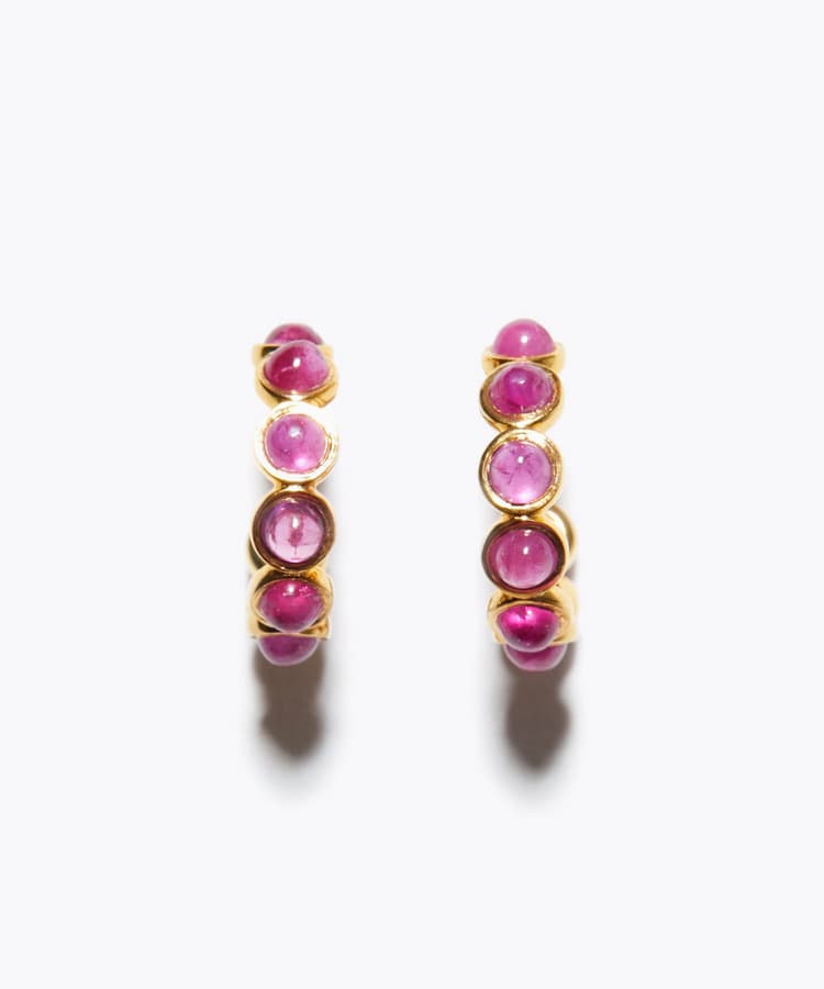 [eden] cabochon ruby hoop pierced earring