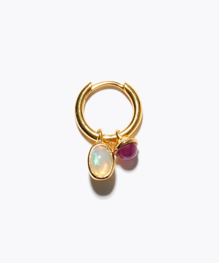 [eden] swing opal ruby single pierced earring