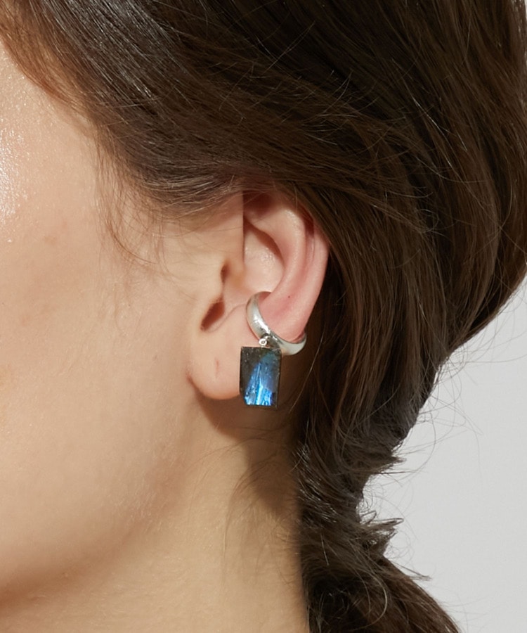[ancient] rough labradorite silver ear cuff
