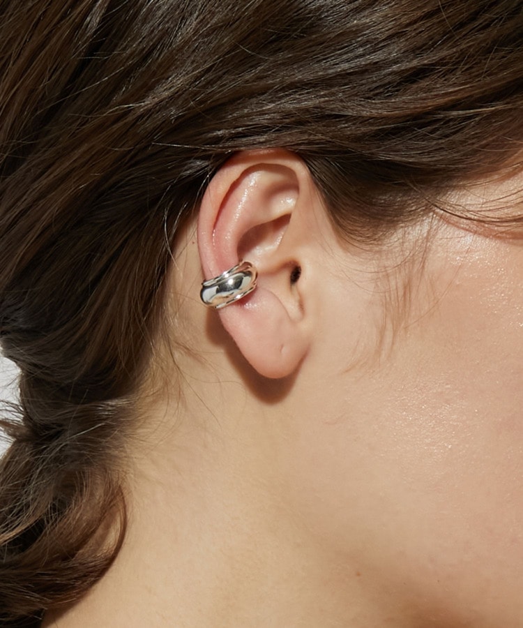 [bone] classic silver ear cuff