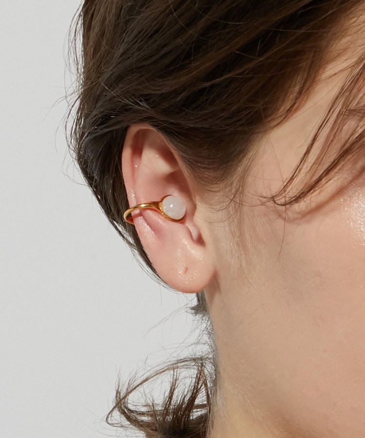 [eden] rainbow moon stone huggie ear cuff