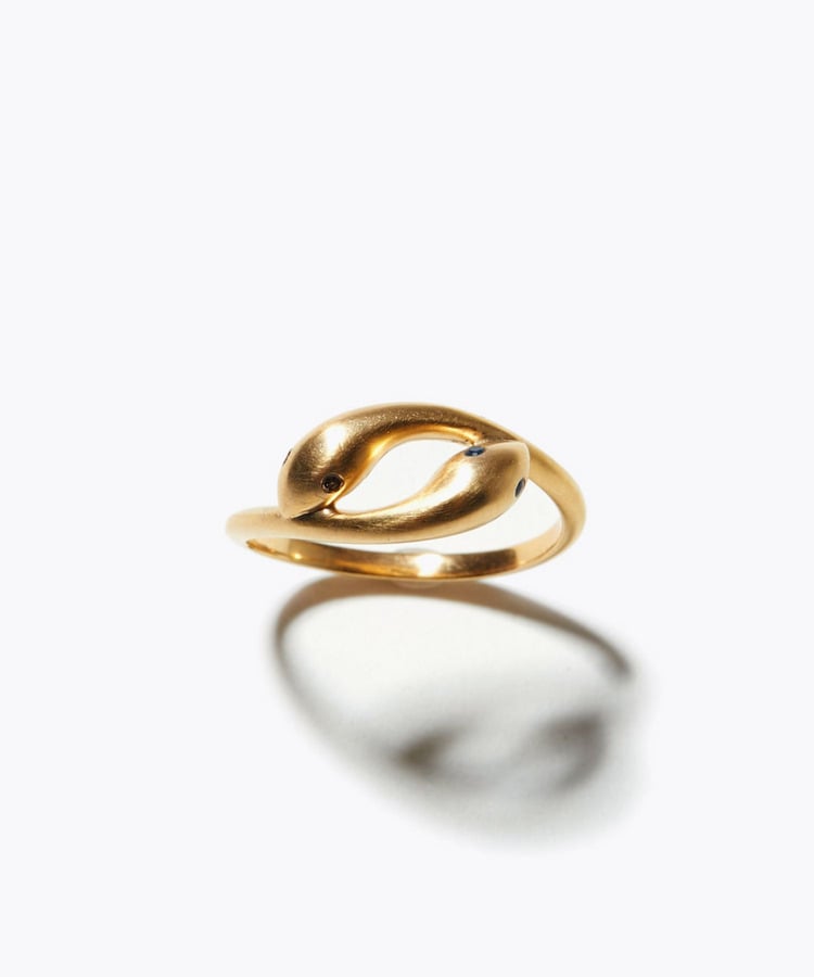 [ancient] viper diamond blue sapphire twin ring