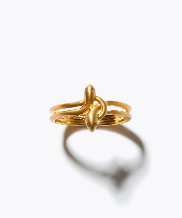 [ancient] viper diamond cross twin ring