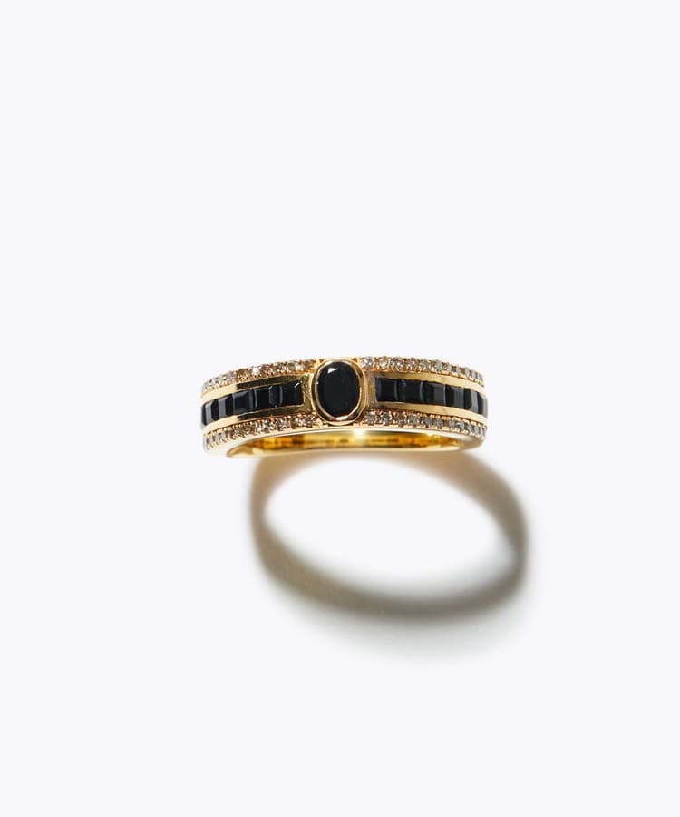 [elafonisi] onyx  diamond deco ring
