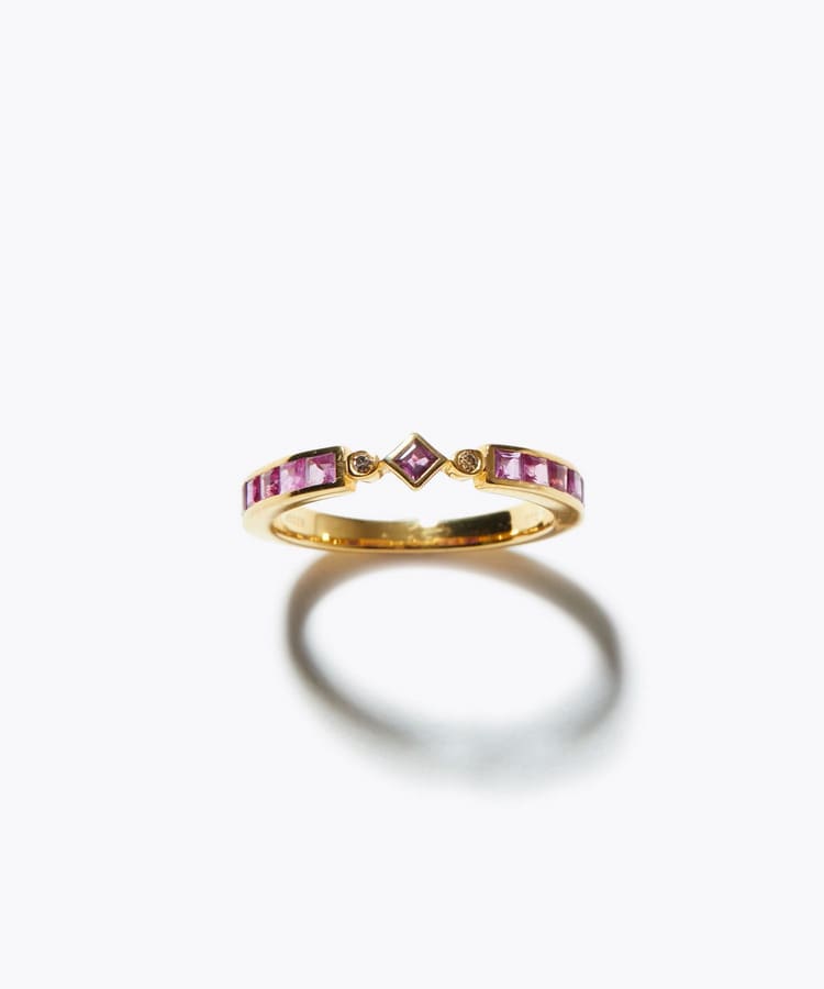[elafonisi] ruby diamond skinny deco ring