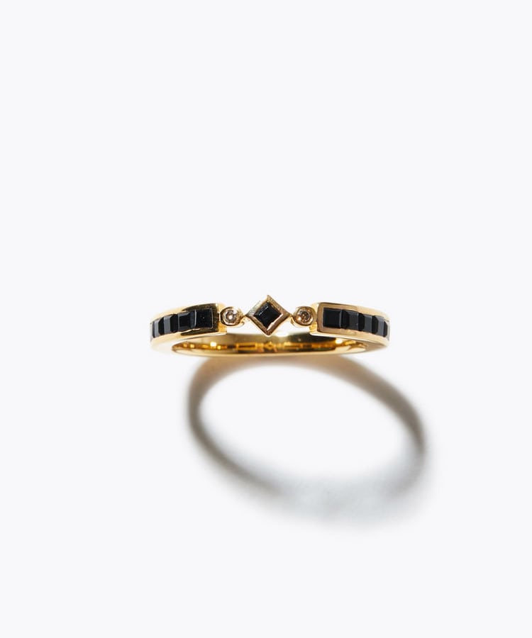 [elafonisi] onyx  diamond skinny deco ring