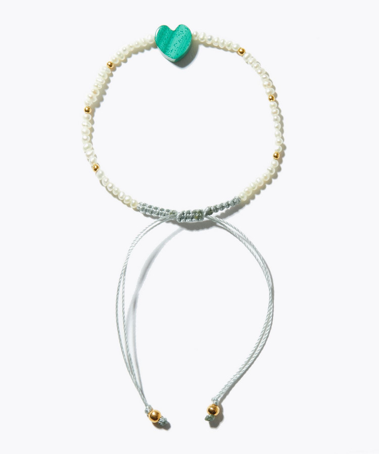 [I am donation] pearl heart malachite bracelet bracelet