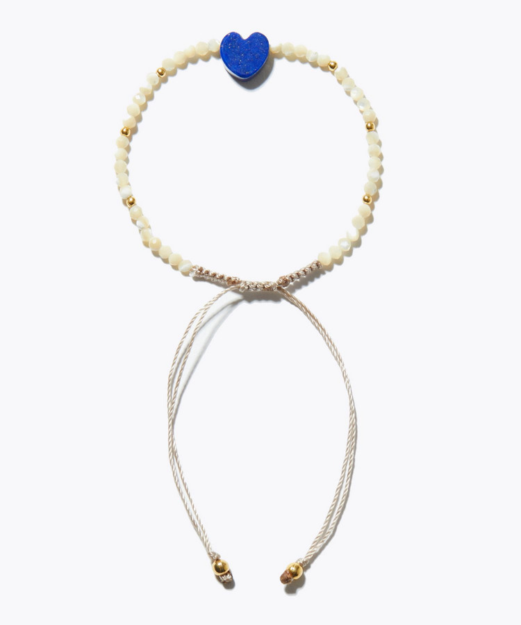 [I am donation] mother of pearl heart lapis lazuli bracelet bracelet