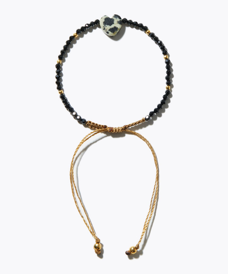 [I am donation] black spinel heart darmetian jasper bracelet bracelet