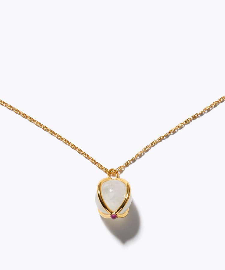 [eden] rainbow moon stone long necklace