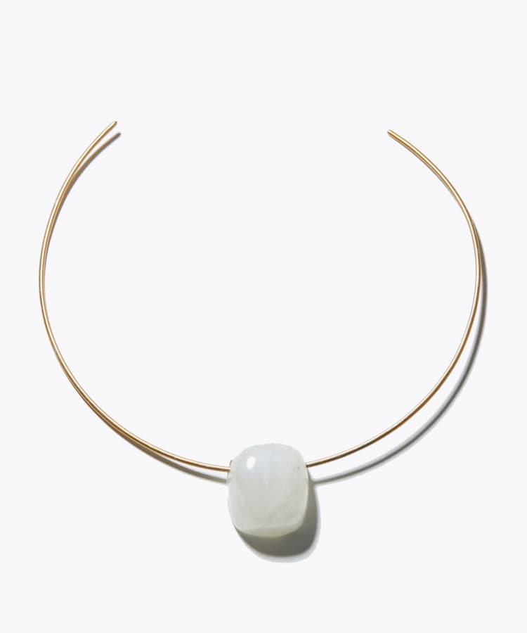 [ancient] chunky rainbow moon stone choker