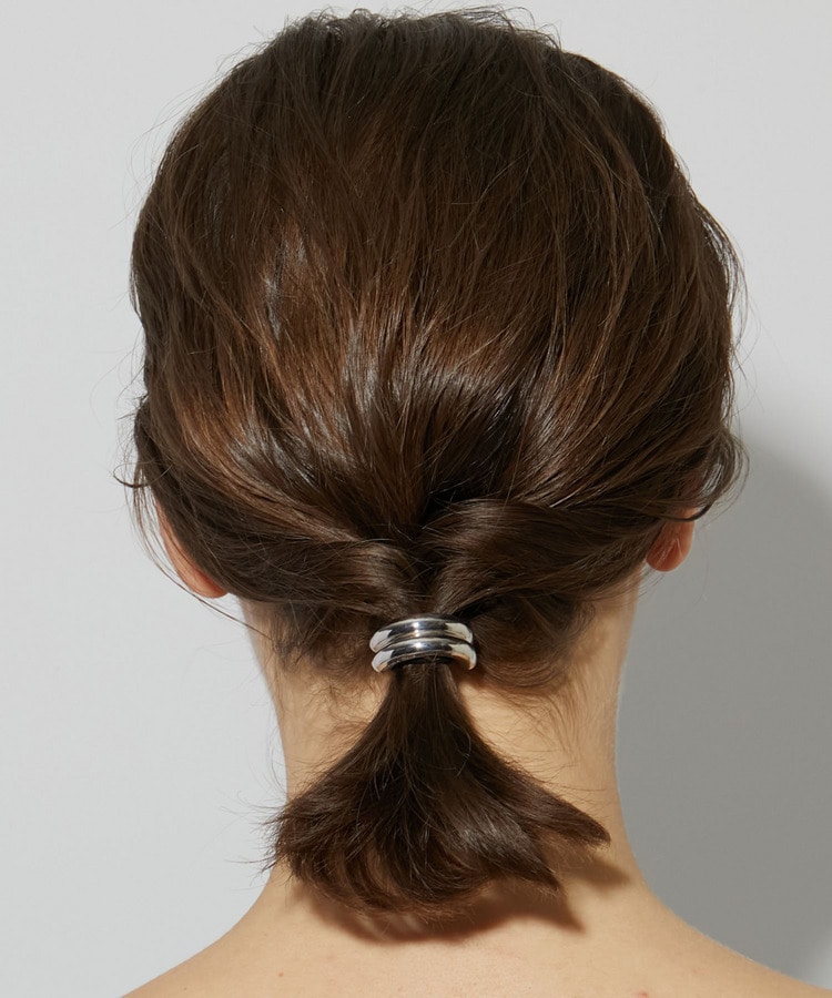 [bone] double dome tie silver hair accessory