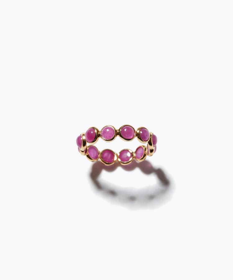 [eden] K14 cabochon ruby eternity pinky ring