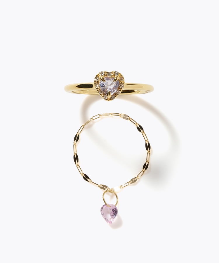 [elafonisi] 【2026 Winter Limited】 One of a kind K18 chain + multi sapphire pave diamond ring
