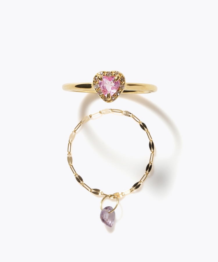 [elafonisi] 【2026 Winter Limited】 One of a kind K18 chain + multi sapphire pave diamond ring