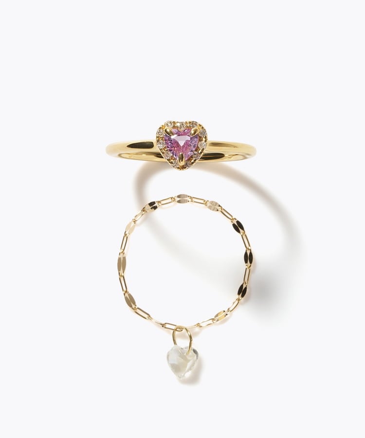 [elafonisi] 【2026 Winter Limited】 One of a kind K18 chain + multi sapphire pave diamond ring