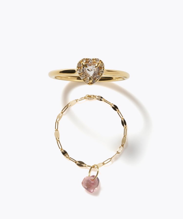 [elafonisi] 【2026 Winter Limited】 One of a kind K18 chain + multi sapphire pave diamond ring