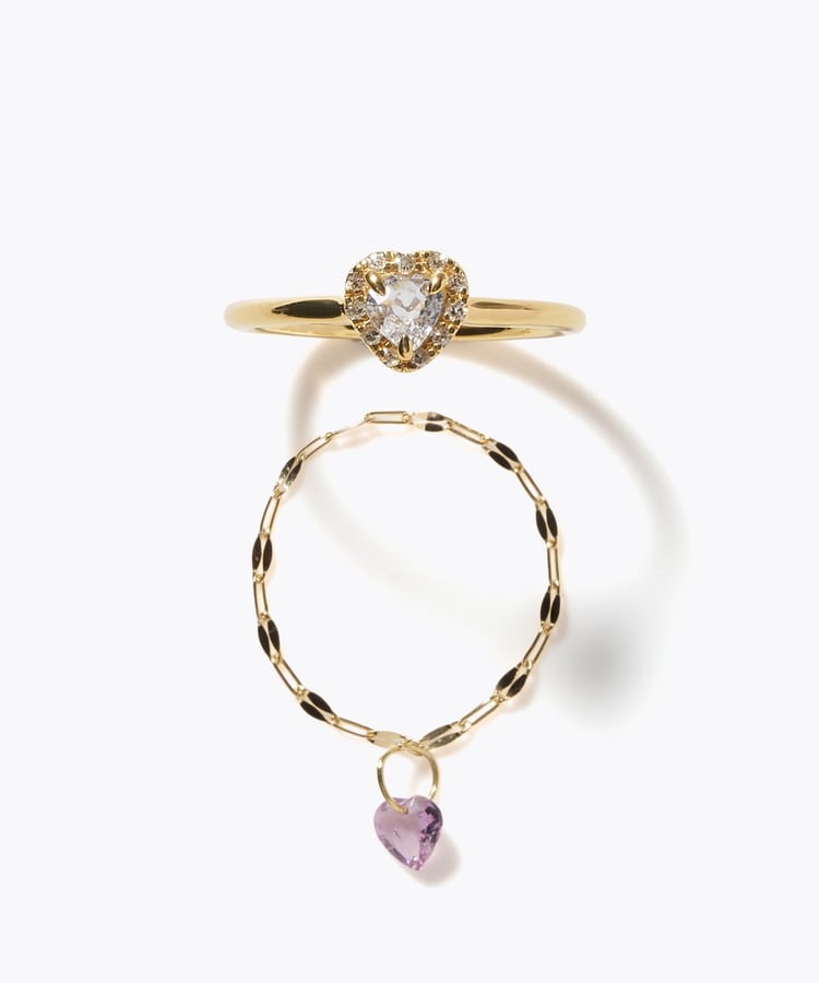 [elafonisi] 【2026 Winter Limited】 One of a kind K18 chain + multi sapphire pave diamond ring