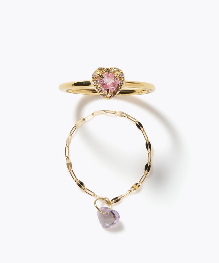[elafonisi] 【2026 Winter Limited】 One of a kind K18 chain + multi sapphire pave diamond ring