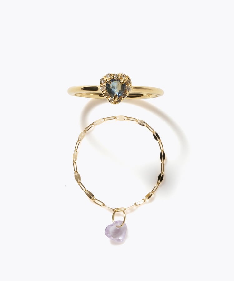 [elafonisi] 【2026 Winter Limited】 One of a kind K18 chain + multi sapphire pave diamond ring