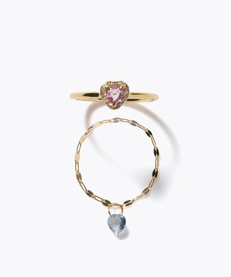 [elafonisi] 【2026 Winter Limited】 One of a kind K18 chain + multi sapphire pave diamond ring