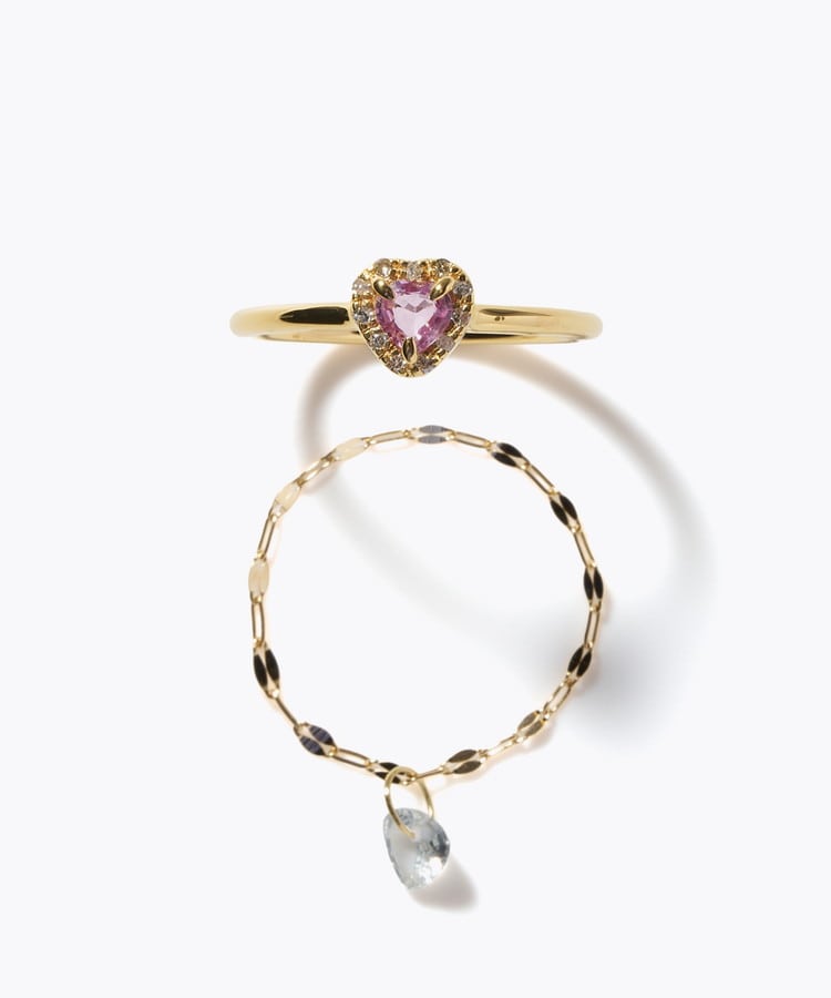 [elafonisi] 【2026 Winter Limited】 One of a kind K18 chain + multi sapphire pave diamond ring