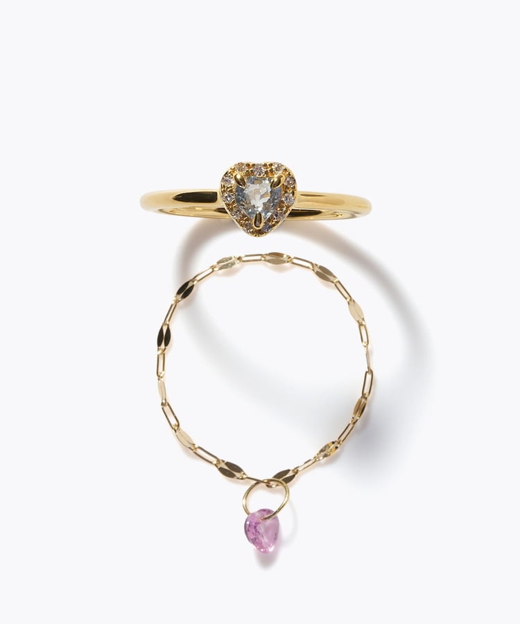 [elafonisi] 【2026 Winter Limited】 One of a kind K18 chain + multi sapphire pave diamond ring