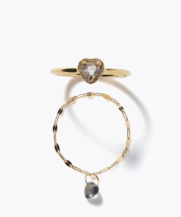 [elafonisi] 【2026 Winter Limited】 One of a kind K18 chain + multi sapphire pave diamond ring