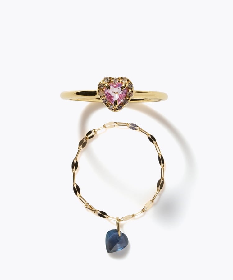 [elafonisi] 【2026 Winter Limited】 One of a kind K18 chain + multi sapphire pave diamond ring