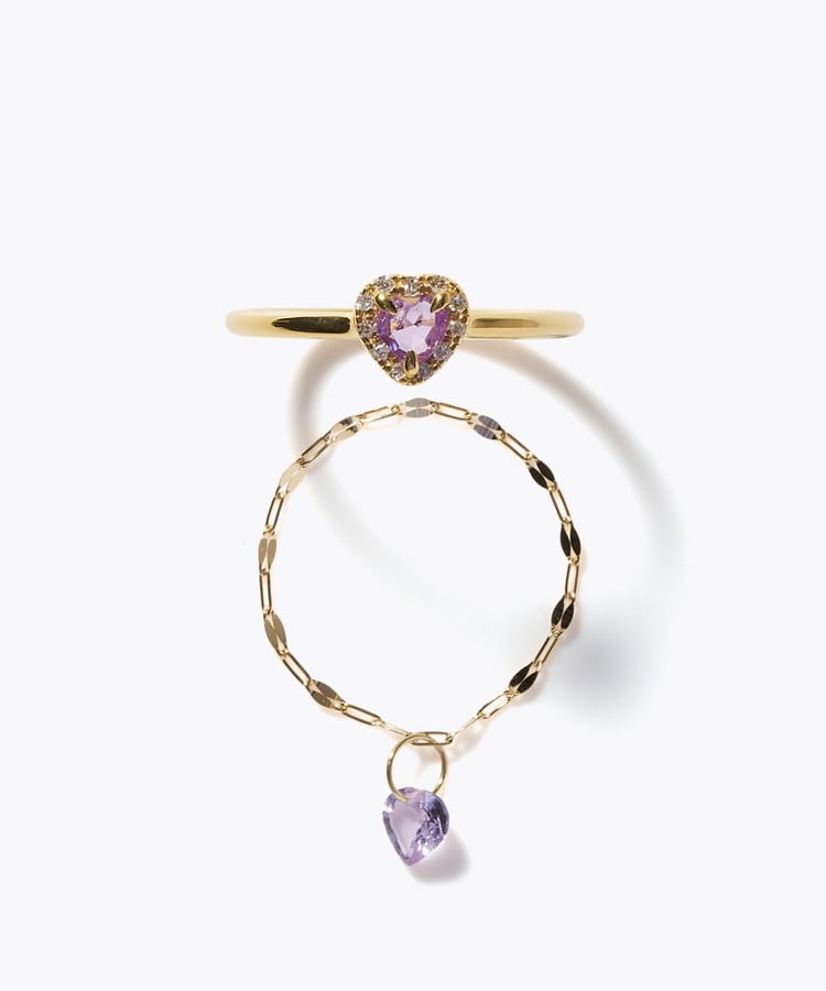 [elafonisi] 【2026 Winter Limited】 One of a kind K18 chain + multi sapphire pave diamond ring