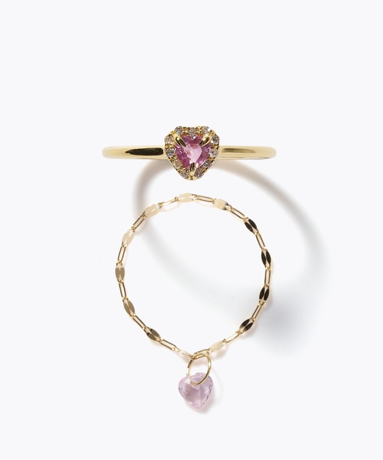 [elafonisi] 【2026 Winter Limited】 One of a kind K18 chain + multi sapphire pave diamond ring