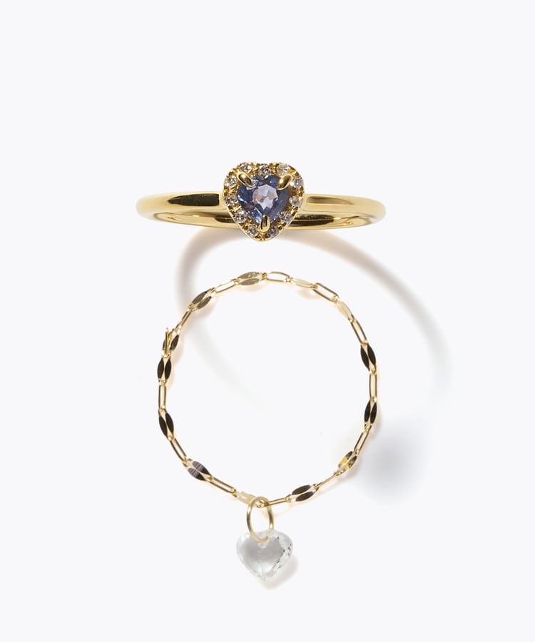 [elafonisi] 【2026 Winter Limited】 One of a kind K18 chain + multi sapphire pave diamond ring