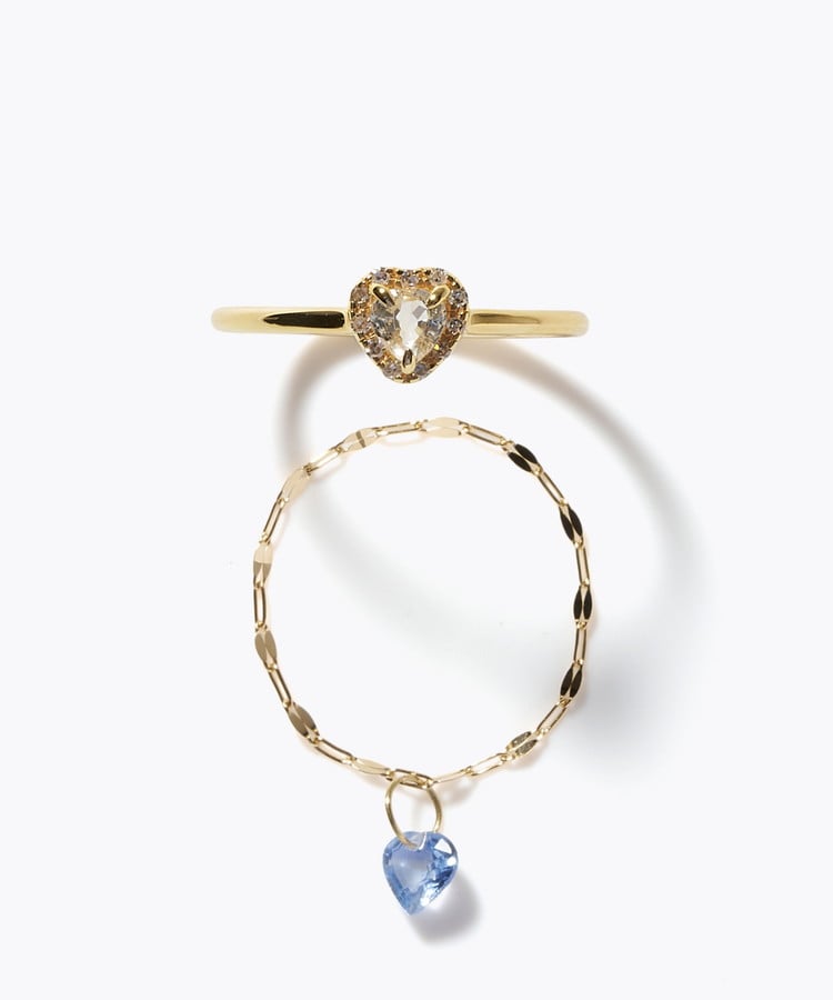 [elafonisi] 【2026 Winter Limited】 One of a kind K18 chain + multi sapphire pave diamond ring