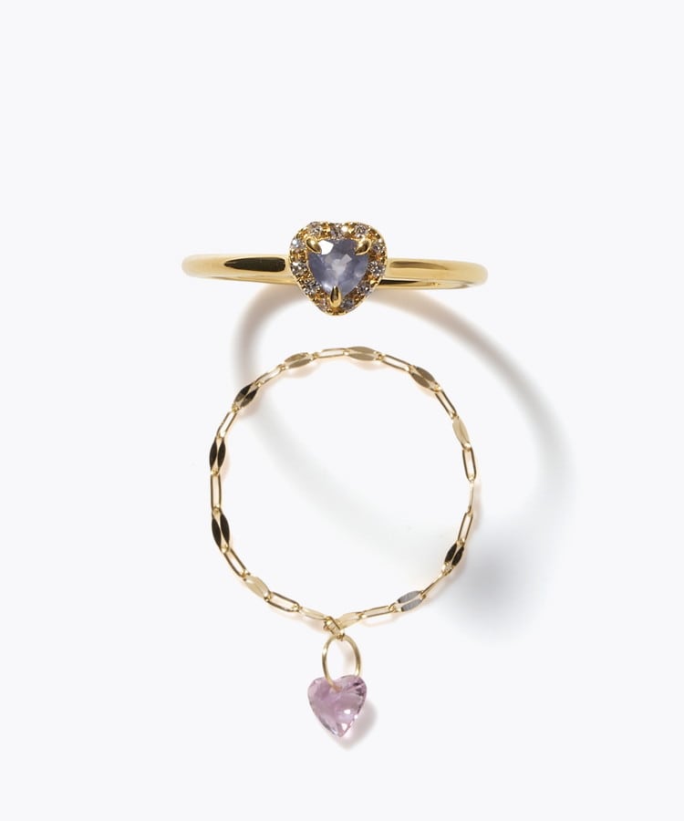 [elafonisi] 【2026 Winter Limited】 One of a kind K18 chain + multi sapphire pave diamond ring
