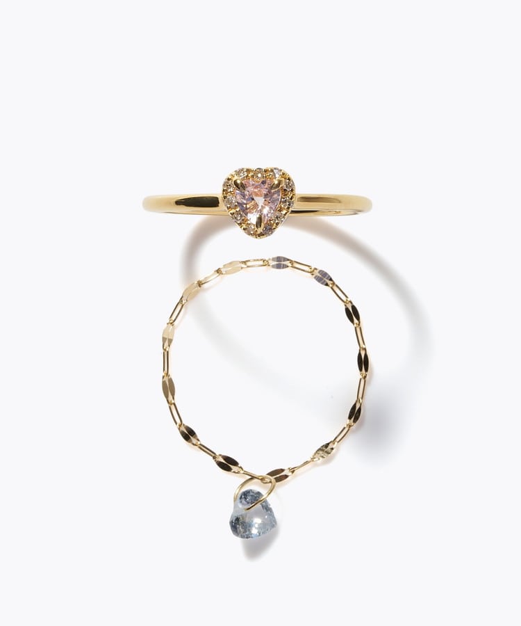 [elafonisi] 【2026 Winter Limited】 One of a kind K18 chain + multi sapphire pave diamond ring