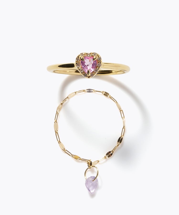 [elafonisi] 【2026 Winter Limited】 One of a kind K18 chain + multi sapphire pave diamond ring