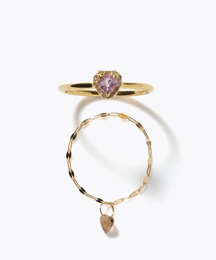 [elafonisi] 【2026 Winter Limited】 One of a kind K18 chain + multi sapphire pave diamond ring