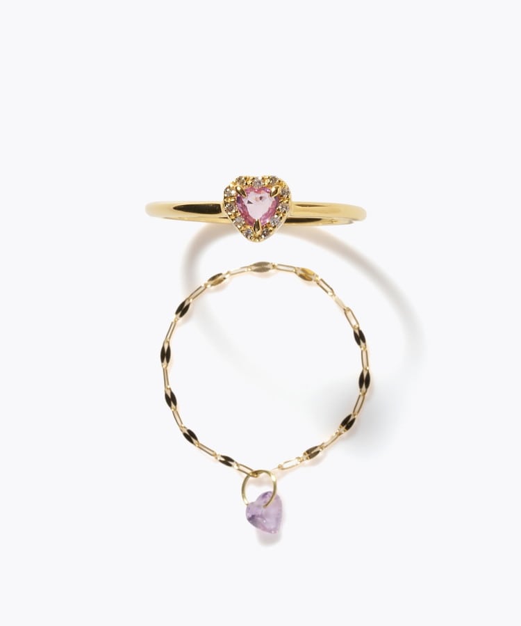 [elafonisi] 【2026 Winter Limited】 One of a kind K18 chain + multi sapphire pave diamond ring