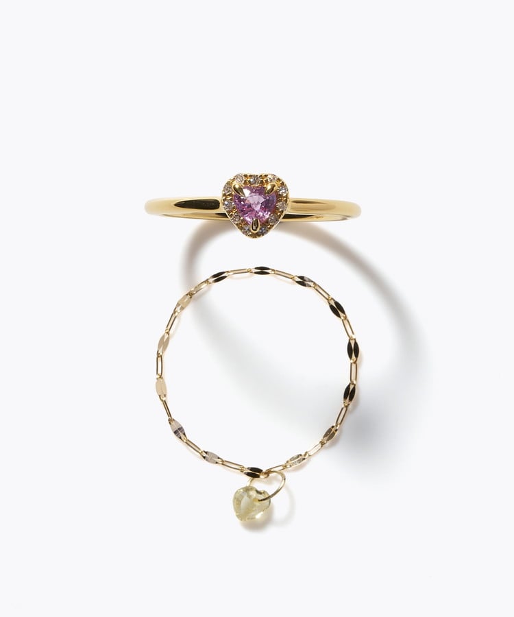 [elafonisi] 【2026 Winter Limited】 One of a kind K18 chain + multi sapphire pave diamond ring